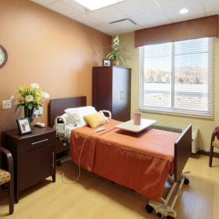 A cozy hospital room designed for patient comfort and recovery.