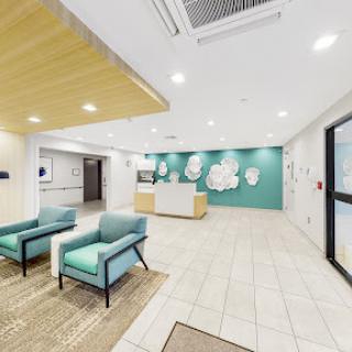 A modern and inviting lobby with comfortable seating and a stylish reception area.