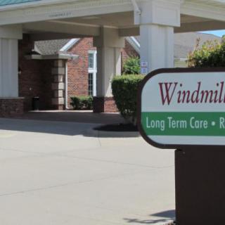 Entrance and sign of Windmill nursing home facility.
