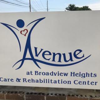 Sign for Avenue at Broadview Heights Care & Rehabilitation Center.