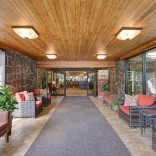 A welcoming lobby with comfortable seating and modern decor.