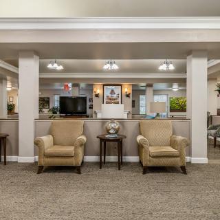 A welcoming lobby with comfortable seating and elegant decor.
