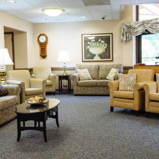 A cozy living room with comfortable seating and stylish decor.