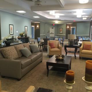 A cozy and elegant living room with modern furniture and decor.