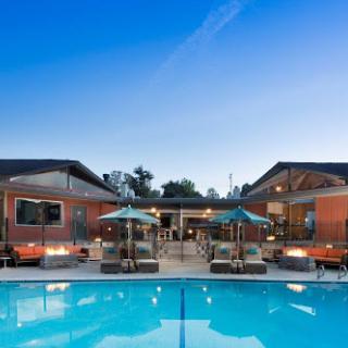 A serene poolside view at a luxurious resort, perfect for relaxation and leisure.