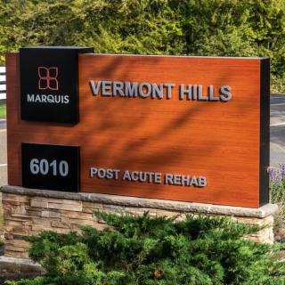 Sign for Vermont Hills Post Acute Rehab facility