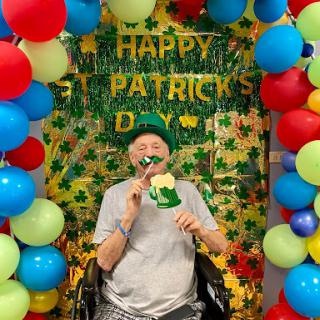Celebrating St. Patrick's Day with festive decorations and a joyful spirit!