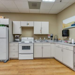 A well-equipped kitchen with modern appliances and ample cabinetry.