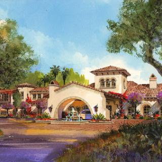 A picturesque Mediterranean-style villa surrounded by lush greenery and vibrant flowers.