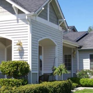 A modern residential house with a well-maintained garden.