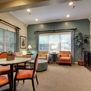 A cozy and well-lit living room with comfortable seating arrangements and decorative plants.