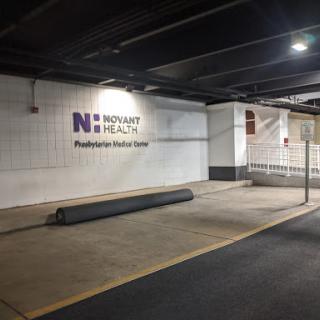 The entrance to the Newport Health parking garage in Philadelphia.