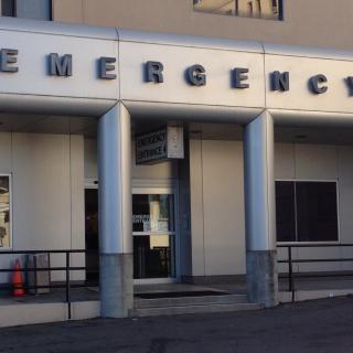Entrance to a hospital emergency department.