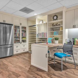 A well-organized office space with ample storage and a modern design.