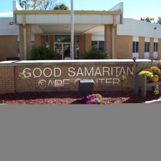 The entrance of the Good Samaritan Care Center, showcasing its welcoming sign.