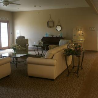 A cozy living room with comfortable sofas and elegant decor.