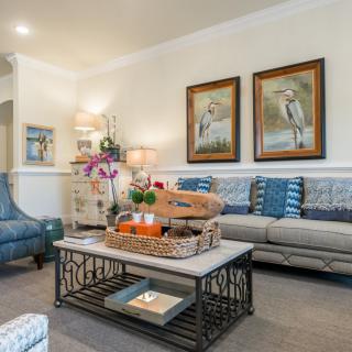 A cozy living room with stylish furniture and elegant decor.