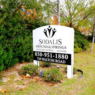 Sign for Sodalis in Dothan Springs located on Walton Road, displaying contact information.