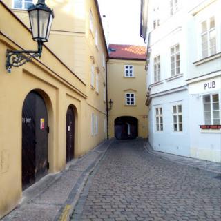 A charming cobblestone alleyway flanked by historic buildings.