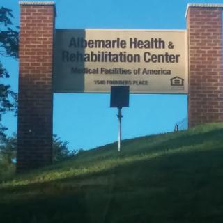 Signage for Albemarle Health & Rehabilitation Center.
