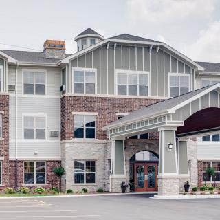 A modern residential building with a welcoming entrance.