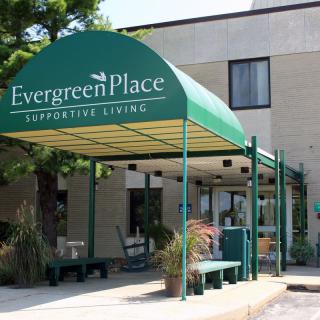 Entrance to Evergreen Place, a supportive living facility.