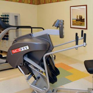 A modern fitness machine in a gym setting.