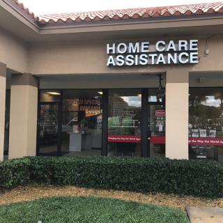 A storefront for a home care assistance business.