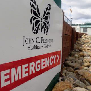 Emergency entrance signage for John C. Fremont Healthcare District.