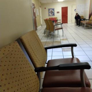 A quiet waiting area in a healthcare facility.