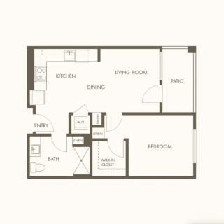 A detailed floor plan of an apartment, showing the arrangement of rooms and spaces.