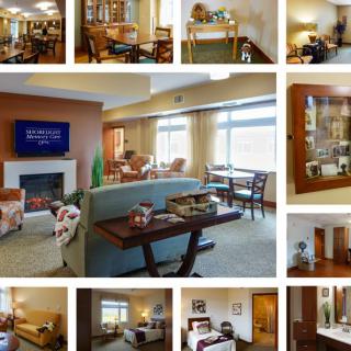 A collage of modern and cozy living room interiors with comfortable seating, a fireplace, and elegant home decor.