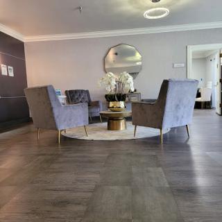 A stylish and modern lobby area featuring comfortable seating and elegant decor.