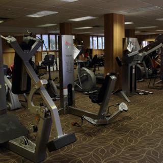 A spacious gym filled with various exercise equipment for fitness enthusiasts.