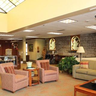 A modern lobby with comfortable seating and contemporary decor.