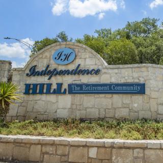 Entrance sign for Independence Hill Retirement Community.