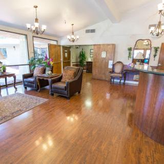 A welcoming lobby with comfortable seating and elegant lighting.