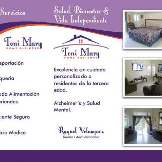A brochure for a senior living facility outlining care services and accommodations.
