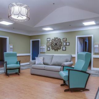 A cozy living room with comfortable seating and tasteful decor.