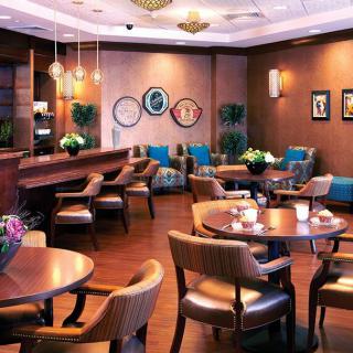 A cozy and modern dining area with elegant interior design.