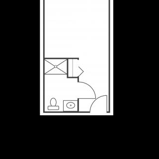 A simple floor plan of a bathroom layout.