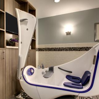 A modern relaxation pod designed for therapeutic experiences in a serene spa environment.