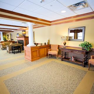 A welcoming lobby area featuring comfortable seating and decorative elements.