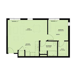 A simple architectural floor plan layout.