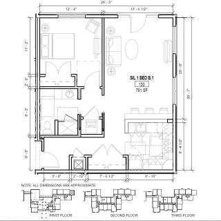 A detailed architectural floor plan showing room layouts and measurements.