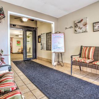 A welcoming lobby area with comfortable seating and inviting decor.