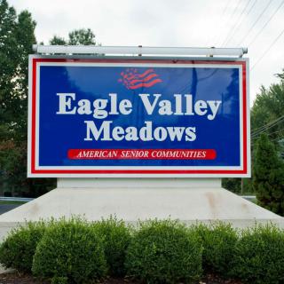 Sign for Eagle Valley Meadows nursing community.