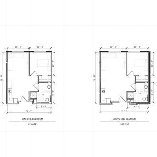 Two architectural floor plans showing room layouts with dimensions.