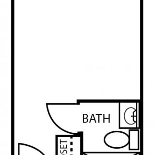 Small apartment layout showing a bathroom and closet.