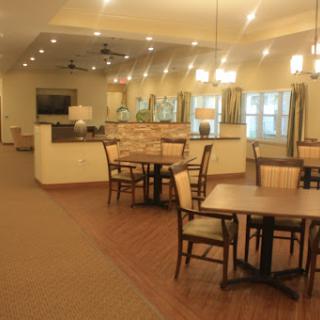 A cozy dining area designed for community gatherings.